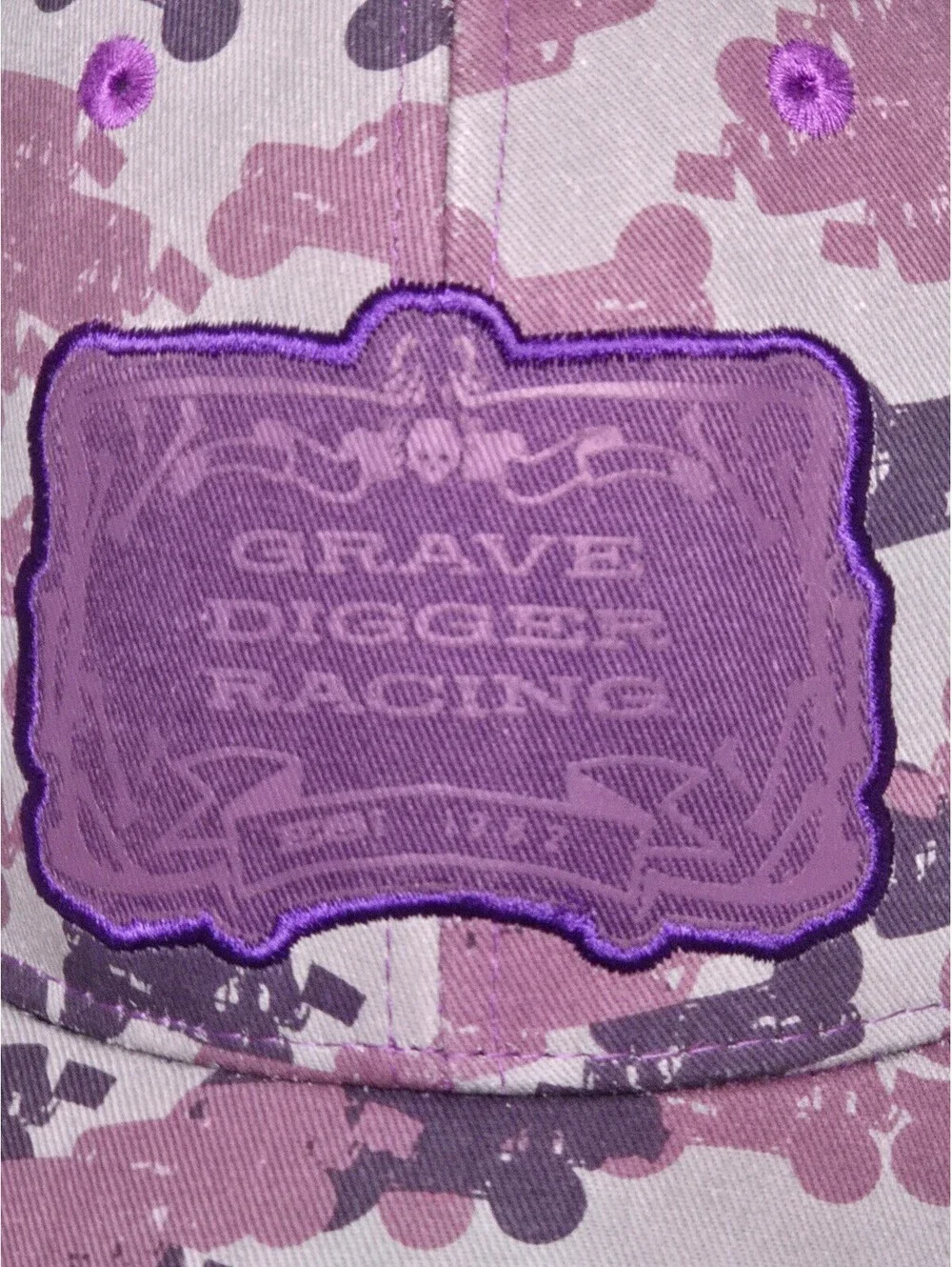 Monster Jam Grave Digger Racing Purple Camo Snapback Hat Cap Adjustable